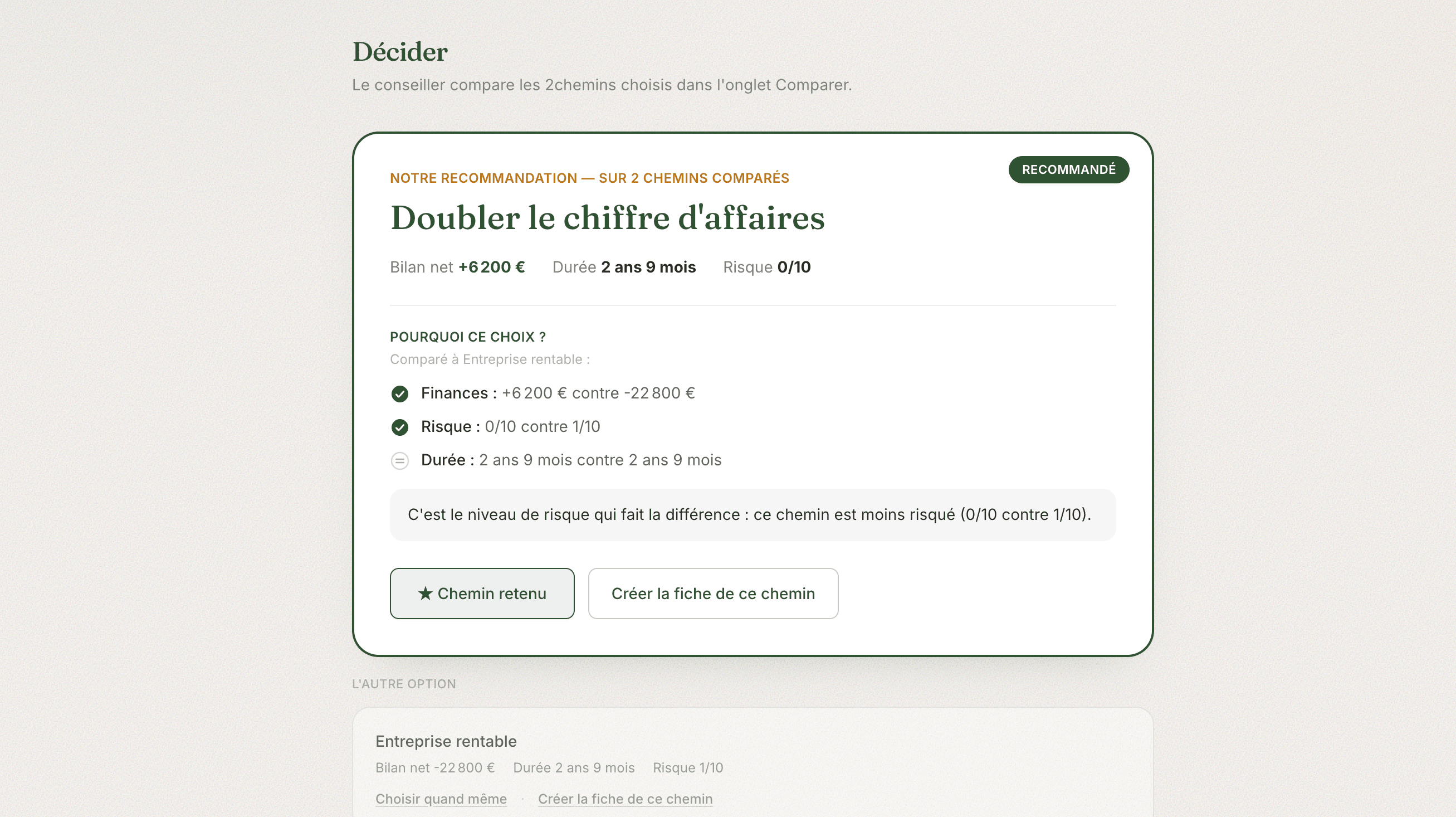 Capture d'écran de l'écran Décider de Next Root